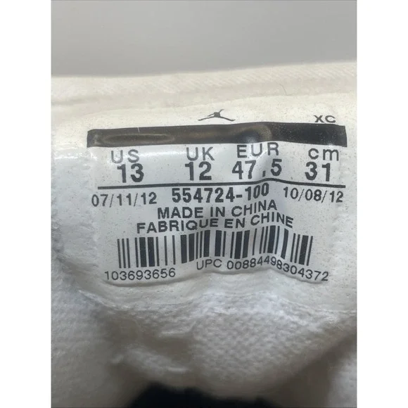 jordan shoes size 13 Us 7-11-12 # 554724-100 10-08-12 Nike AIR - Picture 9 of 9